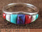 Silver Jewelry Turquoise And Multicolor Inlay Ring Size 7-3/4 RS37140